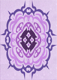 Machine Washable Transitional Purple Rug, wshpat1297pur