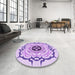 Round Patterned Purple Rug in a Office, pat1297pur