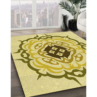 Patterned Dark Golden Brown Rug, pat1297yw