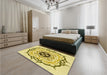 Patterned Dark Golden Brown Rug in a Bedroom, pat1297yw