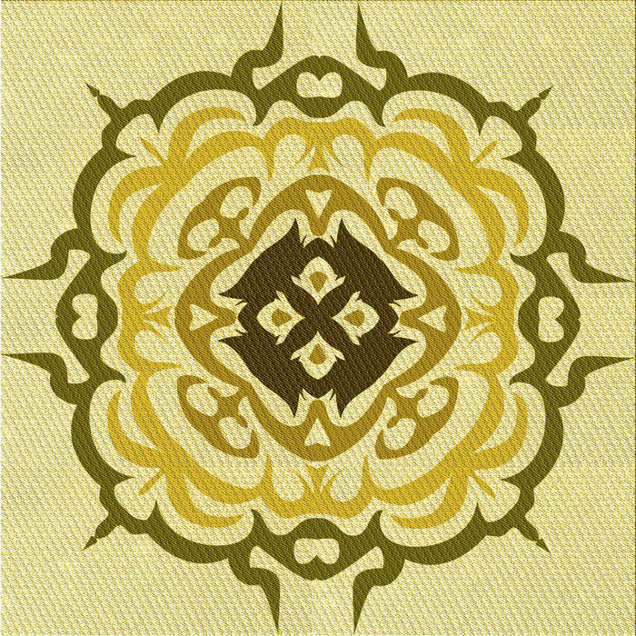 Round Machine Washable Transitional Dark Golden Brown Rug, wshpat1297yw