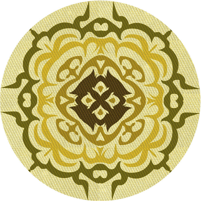 Square Patterned Dark Golden Brown Rug, pat1297yw