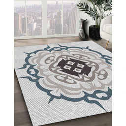 Patterned Beige Novelty Rug in Family Room, pat1297