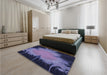 Patterned Purple Rug in a Bedroom, pat1298blu