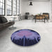 Round Patterned Purple Rug in a Office, pat1298blu