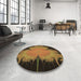 Round Patterned Red Rug in a Office, pat1298brn