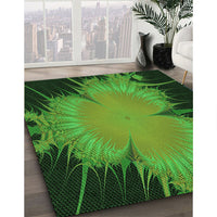 Patterned Dark Forest Green Rug, pat1298grn