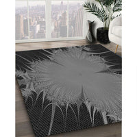 Patterned Charcoal Black Rug, pat1298gry