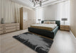 Patterned Charcoal Black Rug in a Bedroom, pat1298gry