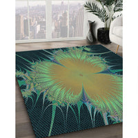 Patterned Green Rug, pat1298lblu