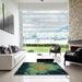 Machine Washable Transitional Green Rug in a Kitchen, wshpat1298lblu