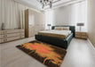 Patterned Orange Rug in a Bedroom, pat1298org