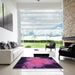 Square Patterned Crimson Purple Rug in a Living Room, pat1298pur