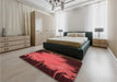 Patterned Red Rug in a Bedroom, pat1298rd