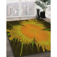 Patterned Caramel Brown Rug, pat1298yw