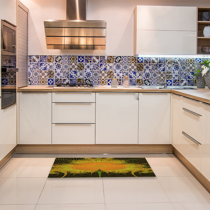 Patterned Caramel Brown Rug in a Kitchen, pat1298yw