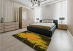 Patterned Caramel Brown Rug in a Bedroom, pat1298yw