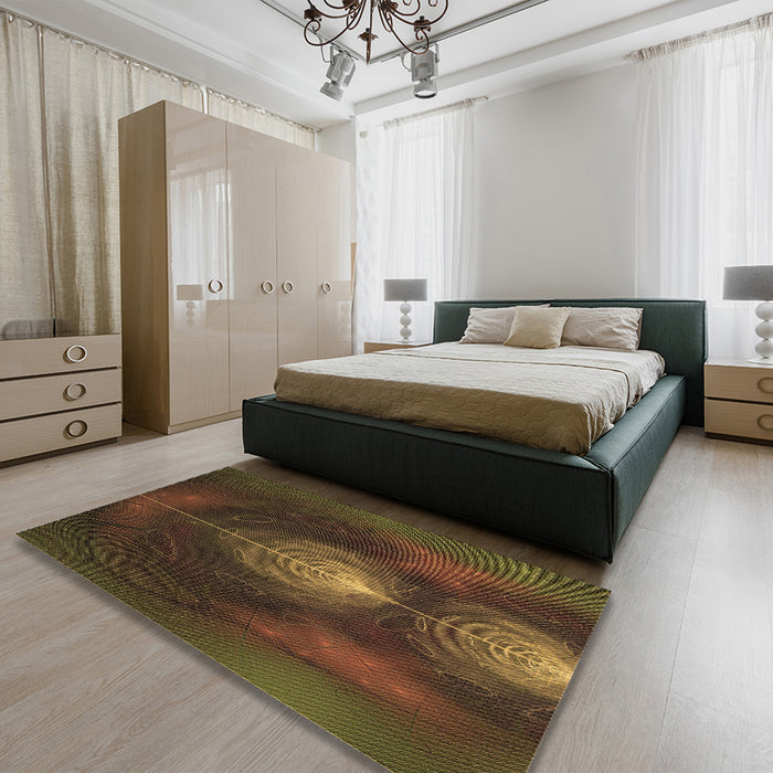 Patterned Oak Brown Rug in a Bedroom, pat1299brn