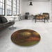 Round Patterned Oak Brown Rug in a Office, pat1299brn