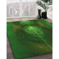 Patterned Dark Forest Green Rug, pat1299grn