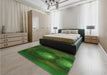 Patterned Dark Forest Green Rug in a Bedroom, pat1299grn