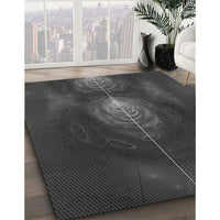 Patterned Charcoal Black Rug, pat1299gry