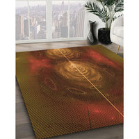 Patterned Mahogany Brown Rug, pat1299org