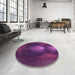 Round Patterned Orchid Purple Rug in a Office, pat1299pur