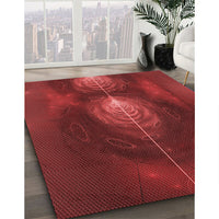 Patterned Cranberry Red Rug, pat1299rd