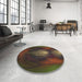 Round Patterned Red Novelty Rug in a Office, pat1299