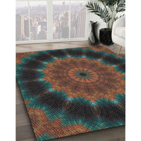 Patterned Black Brown Novelty Rug, pat129