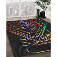 Patterned Black Novelty Rug, pat12