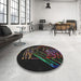 Round Patterned Black Novelty Rug in a Office, pat12