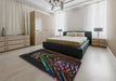 Patterned Black Novelty Rug in a Bedroom, pat12