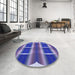 Round Patterned Purple Rug in a Office, pat13blu