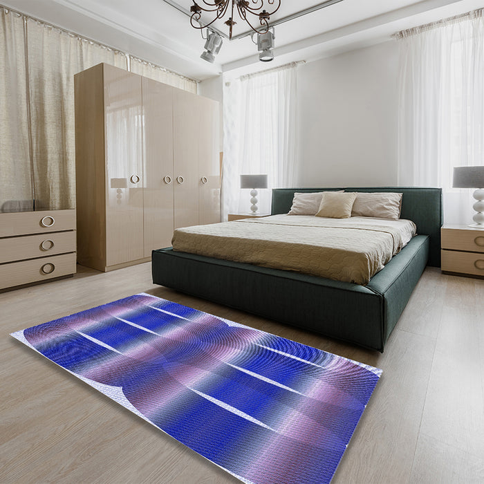 Patterned Purple Rug in a Bedroom, pat13blu