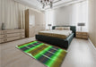 Patterned Army Green Rug in a Bedroom, pat13grn