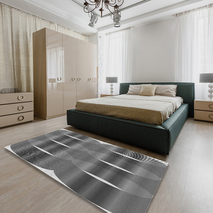 Patterned Gray Rug in a Bedroom, pat13gry