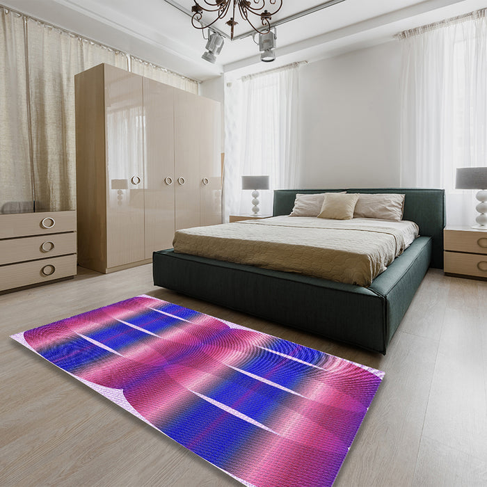 Round Machine Washable Transitional Medium Orchid Purple Rug in a Office, wshpat13pur
