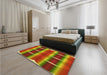 Patterned Red Rug in a Bedroom, pat13yw