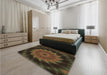 Patterned Oak Brown Rug in a Bedroom, pat130brn