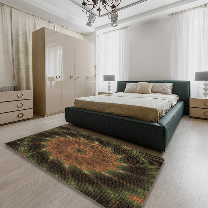 Patterned Oak Brown Rug in a Bedroom, pat130brn