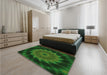 Patterned Dark Forest Green Rug in a Bedroom, pat130grn