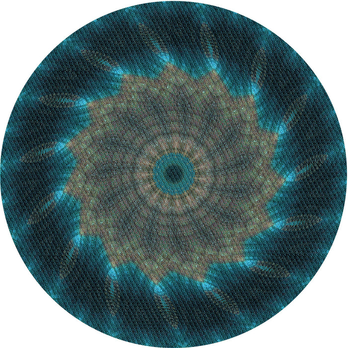 Square Patterned Deep Teal Green Rug, pat130lblu