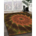 Patterned Mahogany Brown Rug in Family Room, pat130org