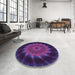 Round Patterned Dark Purple Rug in a Office, pat130pur