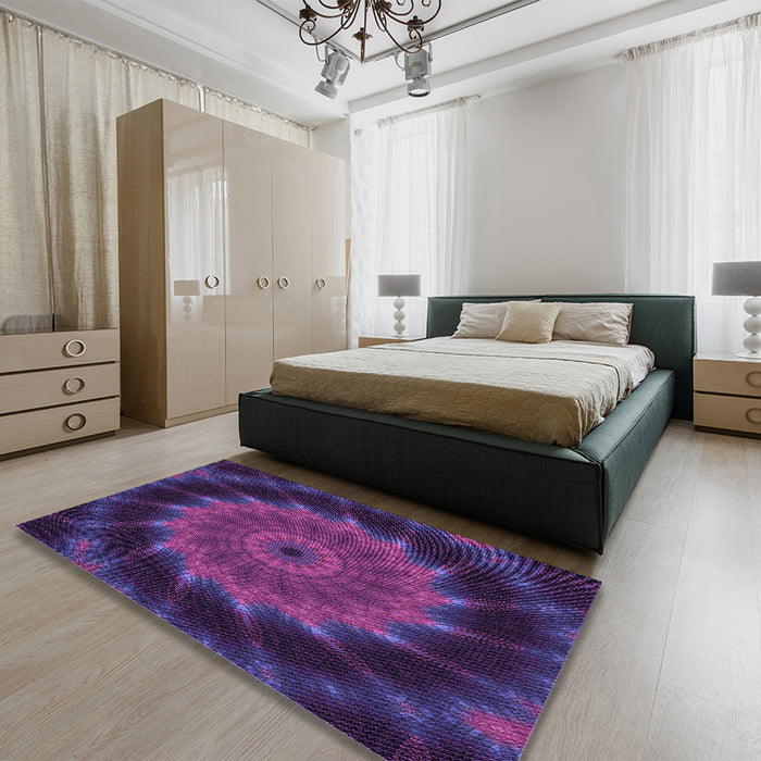 Patterned Dark Purple Rug in a Bedroom, pat130pur