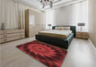 Round Machine Washable Transitional Dark Red Rug in a Office, wshpat130rd