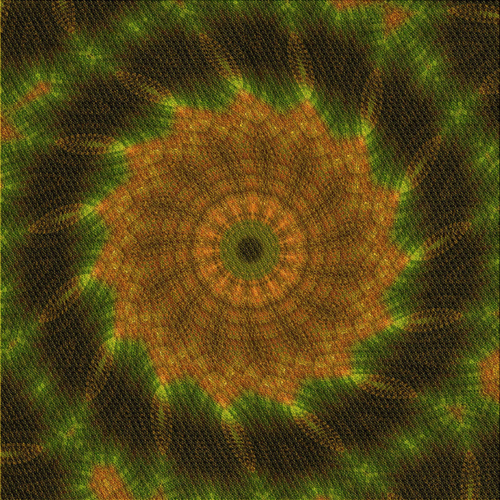 Round Patterned Dark Yellow Green Rug, pat130yw