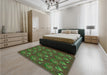 Patterned Milk Chocolate Brown Rug in a Bedroom, pat1300grn